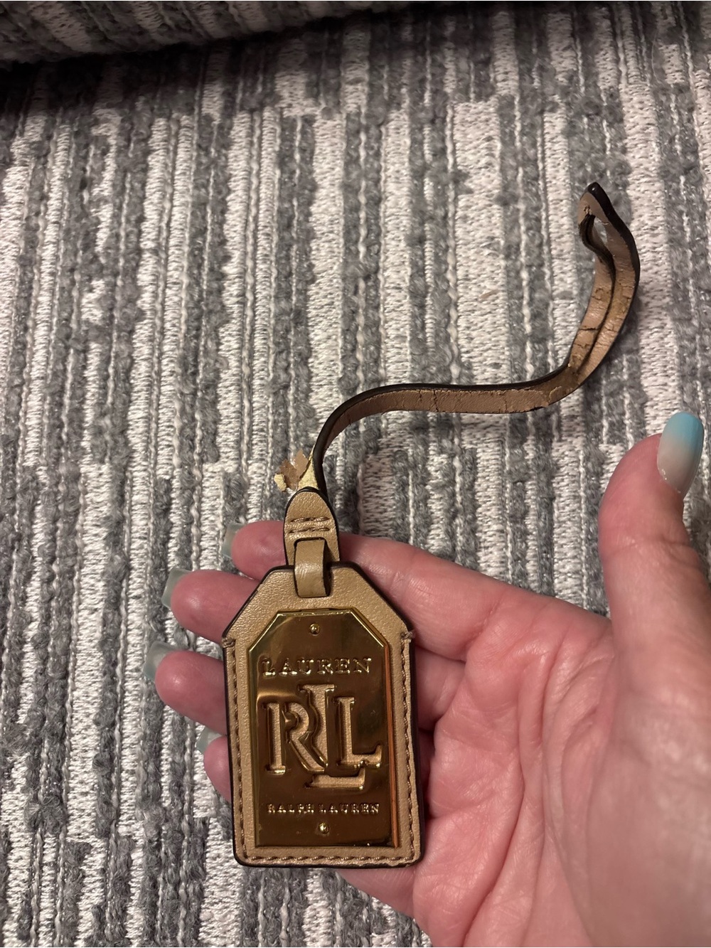 Ralph Lauren Tan Leather Tag with Gold RLL Plate